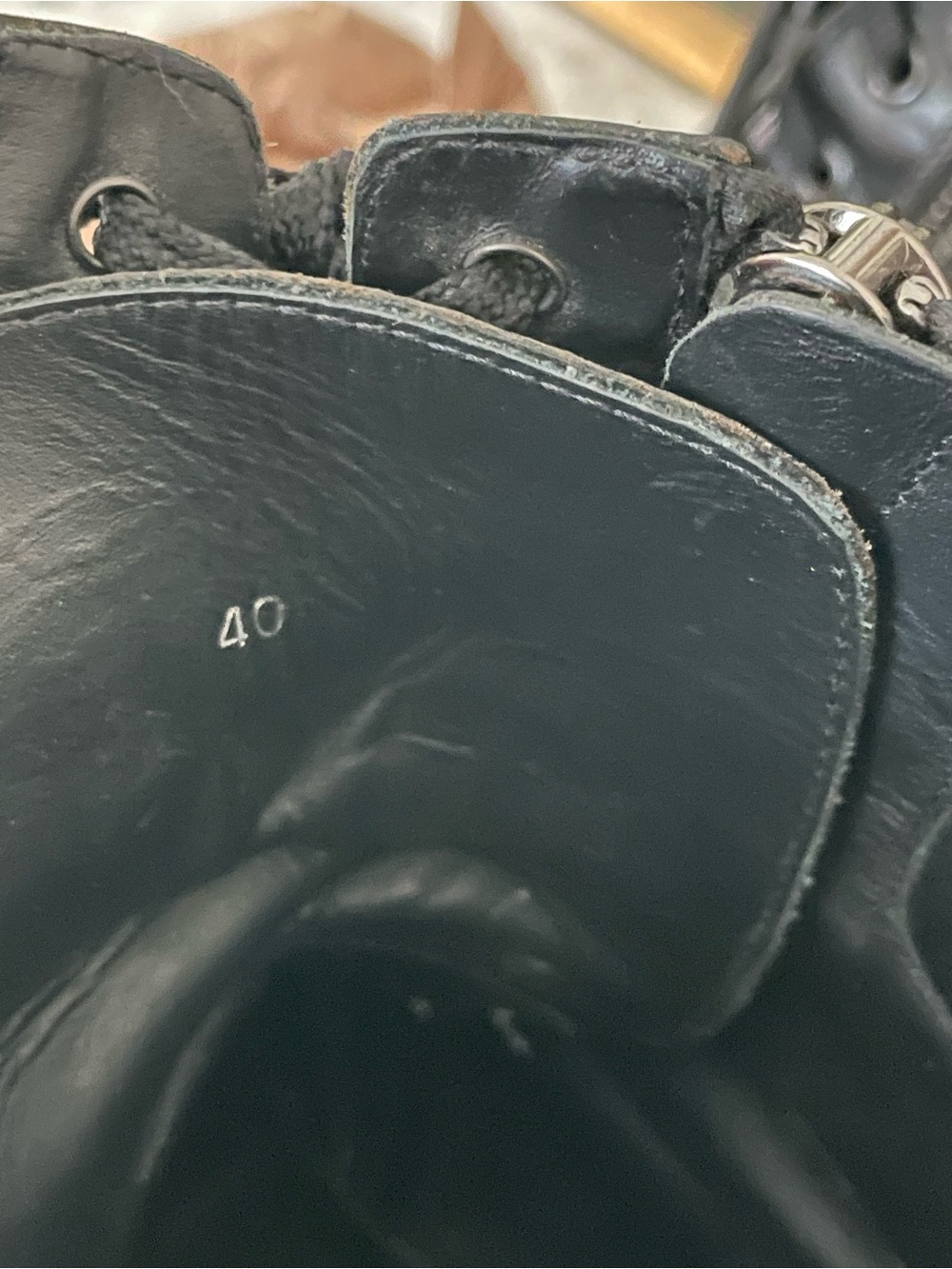 Moncler Viviane Leather Combat Boots Made in Italy Black Chunky Moto Size 40 - Picture 11 of 13